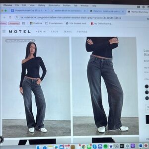 Motel Rocks Women's Black Low-Rise Parallel Jeans